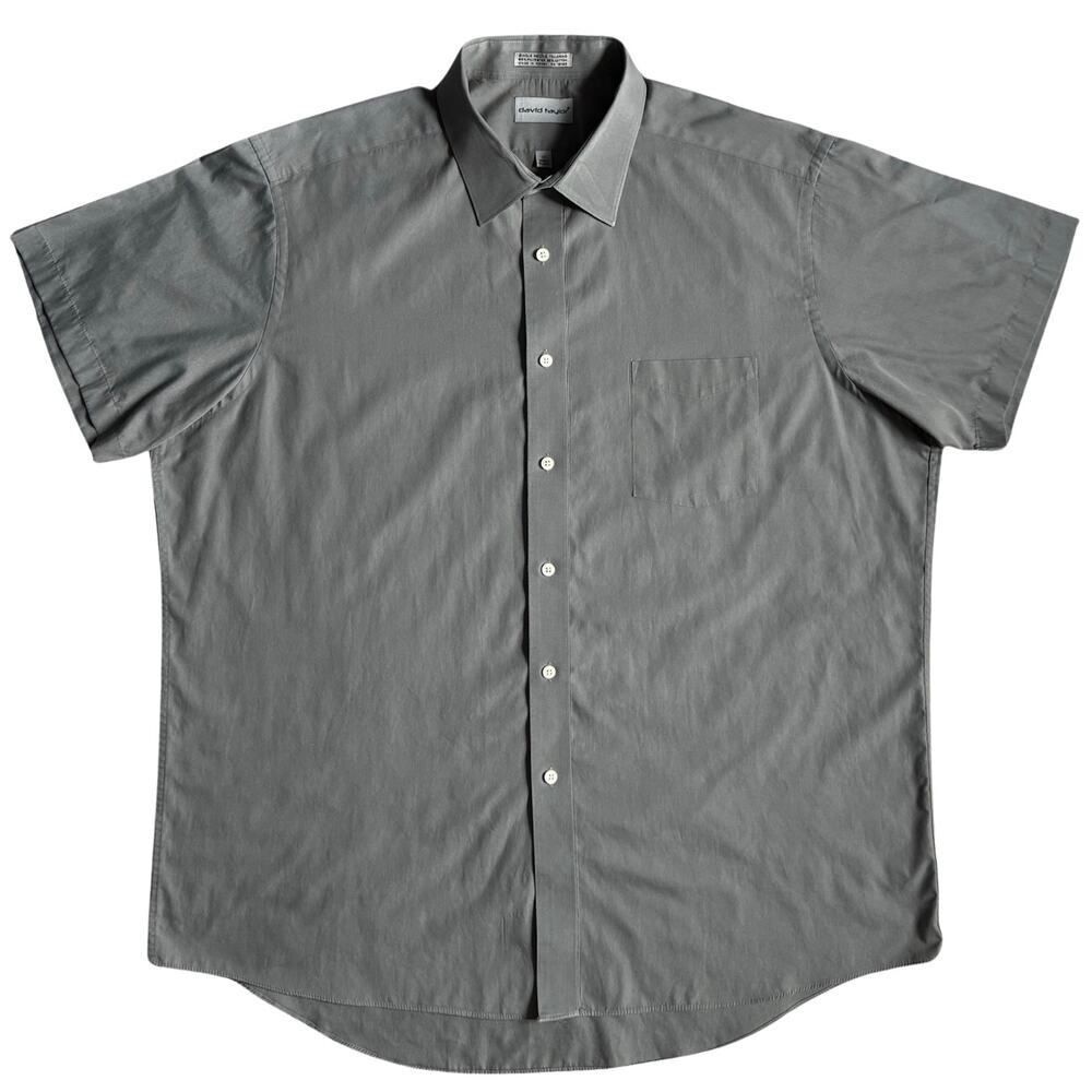 David Taylor Mens Shirt Single Needle Tailoring Plus Sz 18 Green Career Business